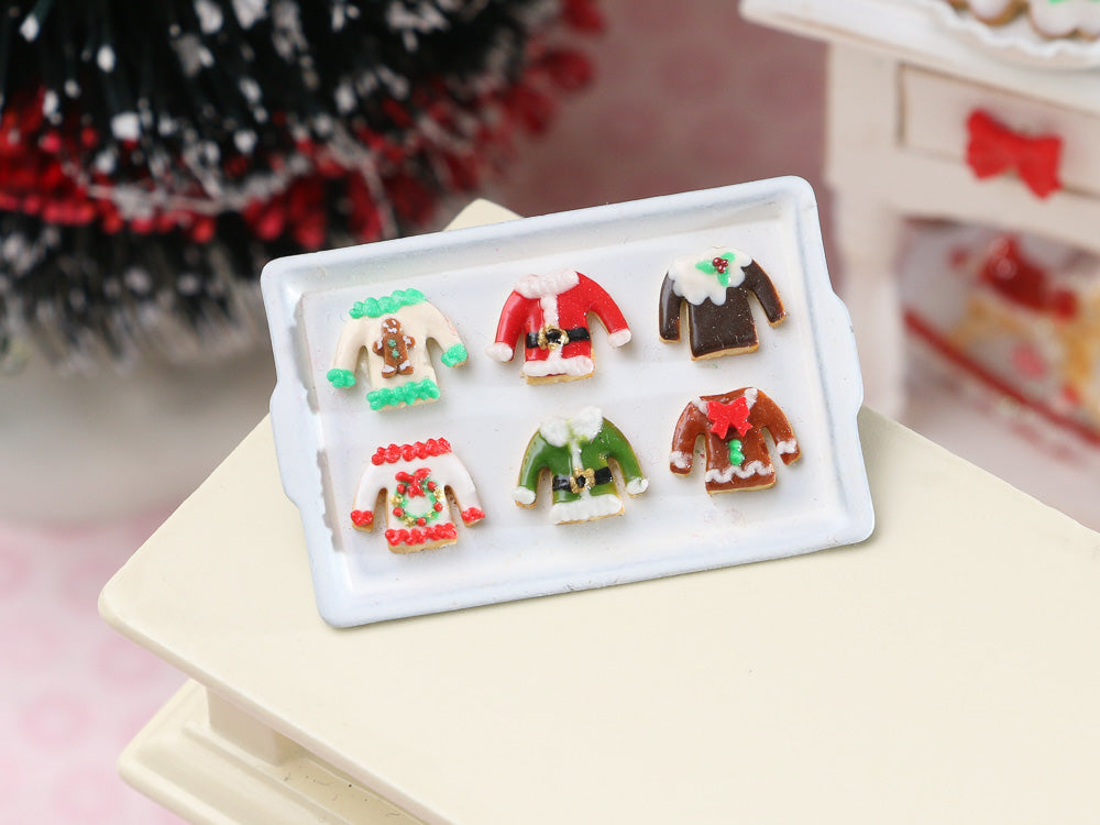 Novelty Christmas Sweater Cookies Display B - Handmade Miniature Food