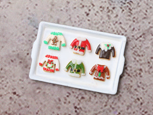 Novelty Christmas Sweater Cookies Display B - Handmade Miniature Food