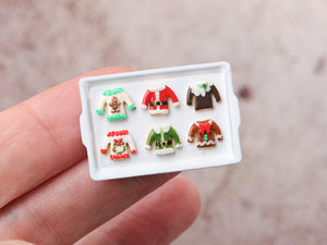 Novelty Christmas Sweater Cookies Display B - Handmade Miniature Food