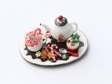 Load image into Gallery viewer, Christmas Teatime and Cappuccino Tray in 1:12 Scale for Dollhouses