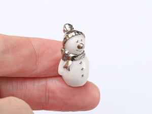 Silver Porcelain Snowman Decoration - 12th Scale Dollhouse Miniature