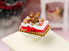 Load image into Gallery viewer, Festive Christmas Decoration Cake (Deer, Golden Christmas Tree) in 1:12 Scale - Dollhouse Food