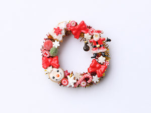 Decorative Christmas Door Wreath with Festive Cookies & Candy - Miniature Decoration