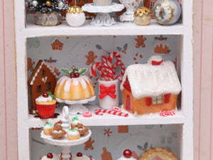 OOAK Christmas Kitchen Hutch Filled with Handmade Christmas Themed Miniatures