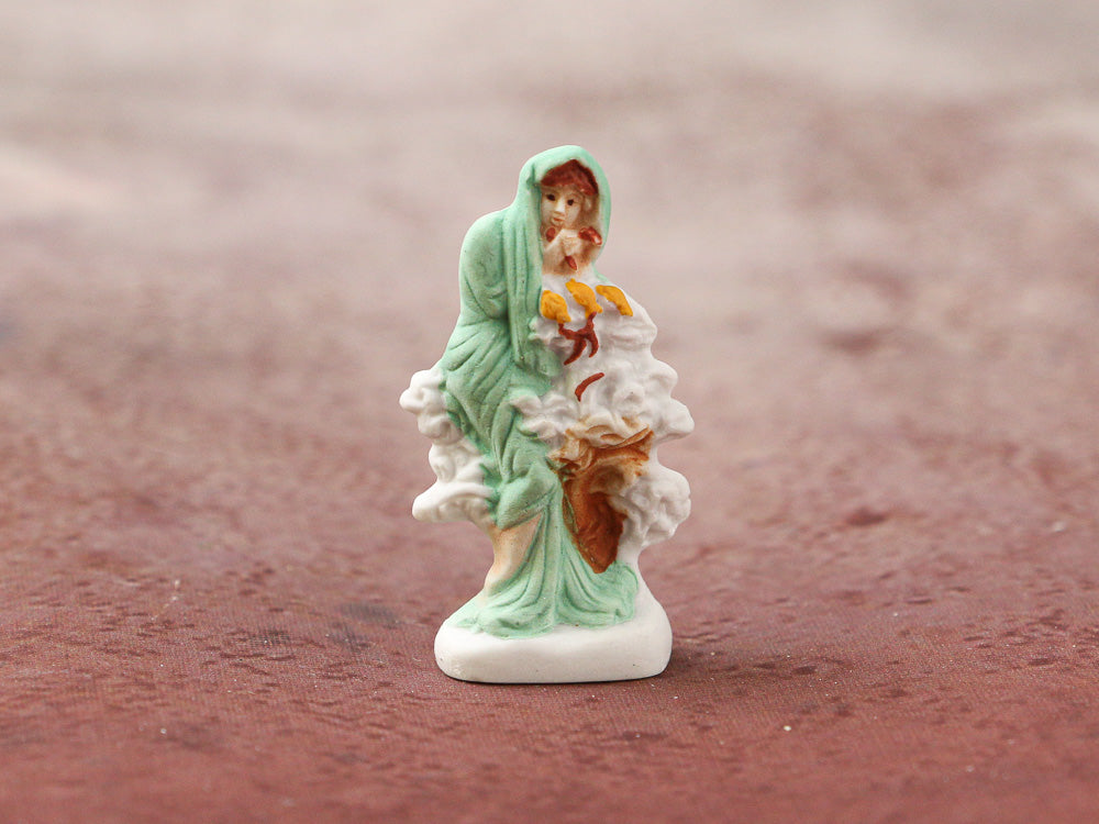 Hand-Painted Art Nouveau Winter Lady Ornament by Artist Mucha - Miniature Decoration