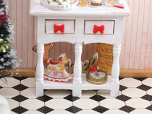 Load image into Gallery viewer, OOAK Christmas Kitchen Hutch Filled with Handmade Christmas Themed Miniatures