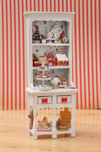 Load image into Gallery viewer, OOAK Christmas Kitchen Hutch Filled with Handmade Christmas Themed Miniatures