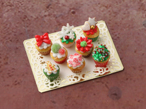 Christmas Cupcakes - Handmade Miniature Dollhouse Food