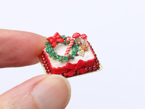 Christmas Wreath Cake - Handmade Miniature Dollhouse Food