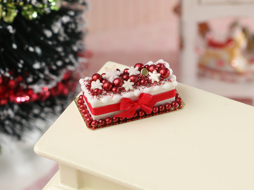 Handmade Miniature Holiday Cake in 1:12 Scale - Dollhouse Food