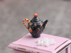 Decorated Christmas Tree / Sapin - Decorative Porcelain Christmas Teapot - 12th Scale Ornament for Dollhouse