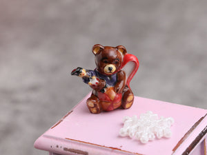 Teddy Bear - Decorative Porcelain Christmas Teapot - 12th Scale Ornament for Dollhouse