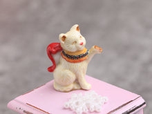 Load image into Gallery viewer, Cat with Wreath Collar - Decorative Porcelain Christmas Teapot - 12th Scale Ornament for Dollhouse