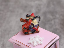 Load image into Gallery viewer, Children Playing on Sled - Decorative Porcelain Christmas Teapot - 12th Scale Ornament for Dollhouse