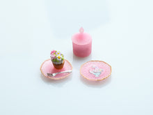 Load image into Gallery viewer, Dessert, Candy Jar &amp; Decorative Plate Set (D) Floral Cupcake / Pink  - Handmade Miniature Food