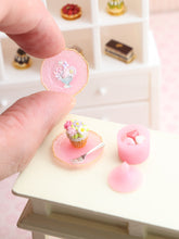 Load image into Gallery viewer, Dessert, Candy Jar &amp; Decorative Plate Set (D) Floral Cupcake / Pink  - Handmade Miniature Food