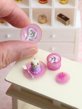 Load image into Gallery viewer, Dessert, Candy Jar &amp; Decorative Plate Set (E) Floral Genoise / Purple  - Handmade Miniature Food
