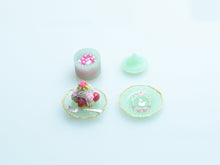 Load image into Gallery viewer, Dessert, Candy Jar &amp; Decorative Plate Set (A) St Honoré / Green  - Handmade Miniature Food