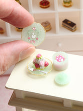 Load image into Gallery viewer, Dessert, Candy Jar &amp; Decorative Plate Set (A) St Honoré / Green  - Handmade Miniature Food