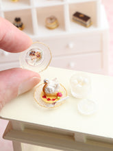 Load image into Gallery viewer, Dessert, Candy Jar &amp; Decorative Plate Set (B) Pastry Swan / Transparent  - Handmade Miniature Food