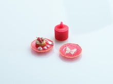 Load image into Gallery viewer, Dessert, Candy Jar &amp; Decorative Plate Set (C) Red Currant Tartlet / Red  - Handmade Miniature Food