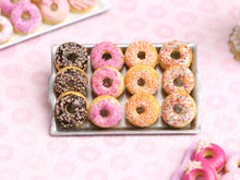 Load image into Gallery viewer, Miniature Donuts - Chocolate, Pink, Rainbow Sprinkles - Handmade Food for Dollhouses