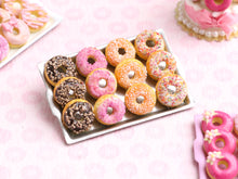 Load image into Gallery viewer, Miniature Donuts - Chocolate, Pink, Rainbow Sprinkles - Handmade Food for Dollhouses