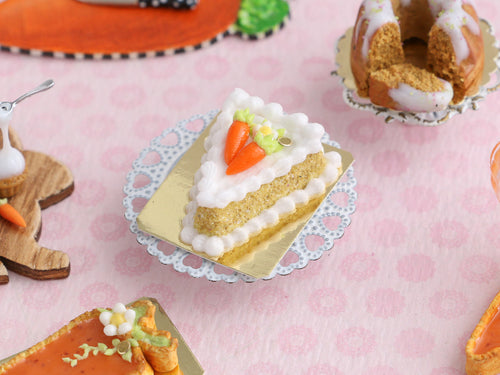 Big Slice Carrot Cake - Miniature Food in 12th Scale for Dollhouse