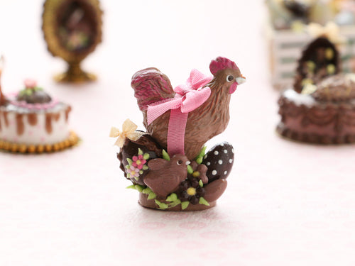 Easter Chocolate Hen and Chick - Miniature Food in 12th Scale for Dollhouse
