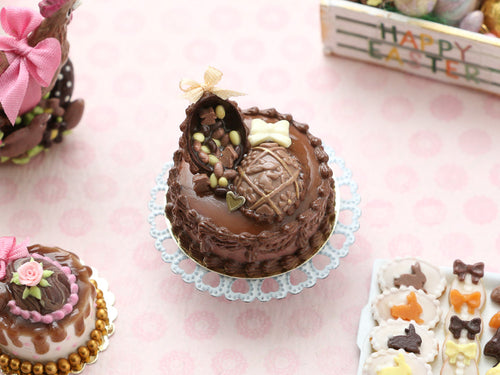 Chocolate Easter Cake - OOAK - Miniature Food in 12th Scale for Dollhouse