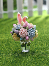Load image into Gallery viewer, Easter Bouquet in Vase with Gold Bow - OOAK - Dollhouse Miniature