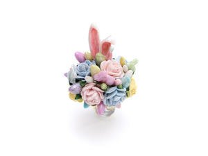 Easter Bouquet in Vase with Gold Bow - OOAK - Dollhouse Miniature