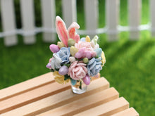 Load image into Gallery viewer, Easter Bouquet in Vase with Gold Bow - OOAK - Dollhouse Miniature