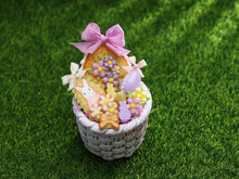 Load image into Gallery viewer, Round Easter Basket Filled with Pastel Coloured Goodies - OOAK - Dollhouse Miniature