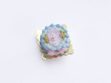 Load image into Gallery viewer, Small Pink &amp; Blue Easter Cake with White Rabbit - OOAK - Dollhouse Miniature