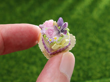 Load image into Gallery viewer, Heart-shaped Lilac and Aniseed Green Easter Cake - OOAK - Dollhouse Miniature