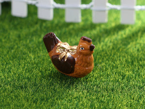 Set of Three French Porcelain Easter 'Chocolate' Decorations - Egg, Hen, Fish - OOAK - Dollhouse Miniature