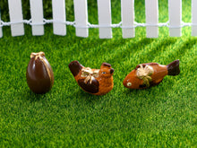 Load image into Gallery viewer, Set of Three French Porcelain Easter &#39;Chocolate&#39; Decorations - Egg, Hen, Fish - OOAK - Dollhouse Miniature