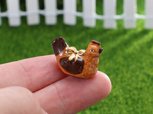 Set of Three French Porcelain Easter 'Chocolate' Decorations - Egg, Hen, Fish - OOAK - Dollhouse Miniature
