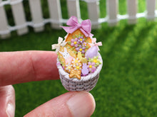 Load image into Gallery viewer, Round Easter Basket Filled with Pastel Coloured Goodies - OOAK - Dollhouse Miniature