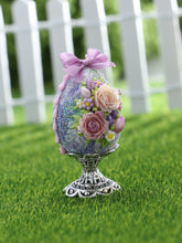 Load image into Gallery viewer, Lilac Easter Egg Decorated with Roses - Dollhouse Miniature