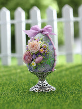 Load image into Gallery viewer, Lilac Easter Egg Decorated with Roses - Dollhouse Miniature