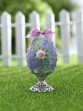 Load image into Gallery viewer, Lilac Easter Egg Decorated with Roses - Dollhouse Miniature