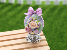Load image into Gallery viewer, Lilac Easter Egg Decorated with Roses - Dollhouse Miniature