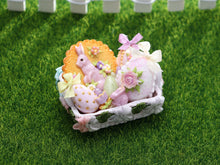 Load image into Gallery viewer, Easter Basket Filled with Pink and Pastel Coloured Goodies - OOAK - Dollhouse Miniature