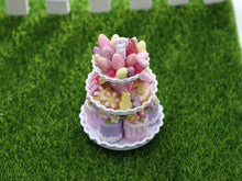 Load image into Gallery viewer, Easter Treats Displayed on a Three Tiered Stand - OOAK - Dollhouse Miniature
