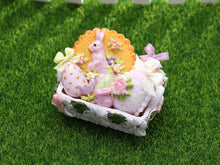 Load image into Gallery viewer, Easter Basket Filled with Pink and Pastel Coloured Goodies - OOAK - Dollhouse Miniature