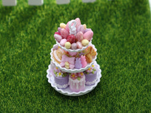 Load image into Gallery viewer, Easter Treats Displayed on a Three Tiered Stand - OOAK - Dollhouse Miniature