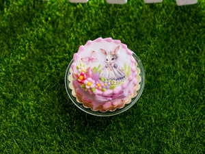Cute Girl Bunny Chasing Butterfly Easter Cake - Dollhouse Miniature