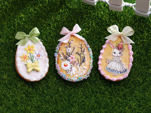 Three 'Big' Easter Egg Cookies - OOAK - Dollhouse Miniature